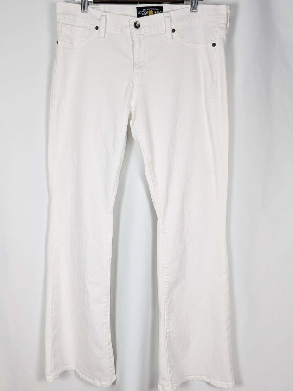 Lucky Brand Charlie Flare Stretch White Jeans Size 14/32